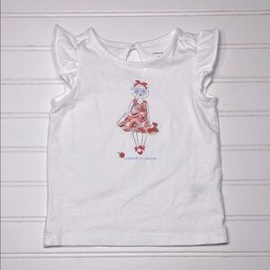 JANIE & JACK VGUC 100% Cotton Graphic Embroidered Ruffle Blouse